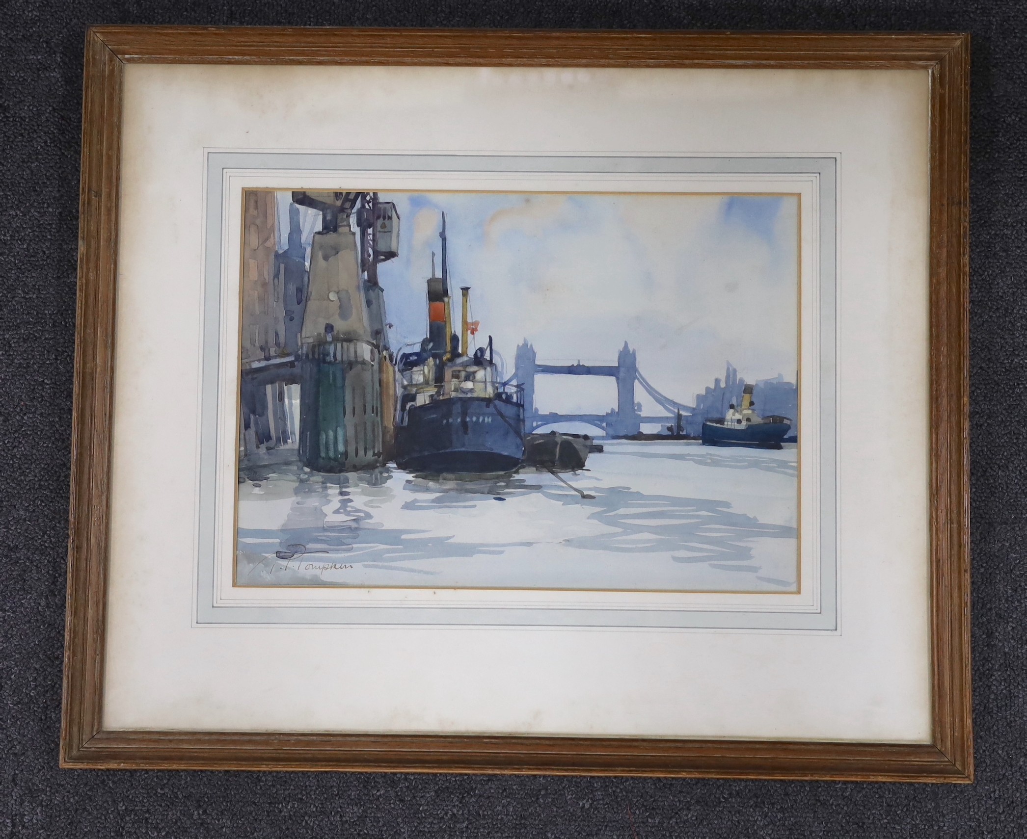 Alfred Percy Tompkin (fl. 1936 - 1950), watercolour, Tower Bridge, signed, 24 x 34cm.
